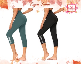 Personalized Capri Gym Capri 3/4 Capri Pants Workout Capri Yoga Capri Custom Print Capri Custom Gift For Her Capri leggings Exercise Capri