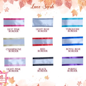 Plain Border Lace Sash Blank Sash Ribbon Sashes Decorate Sash Satin Sash image 3