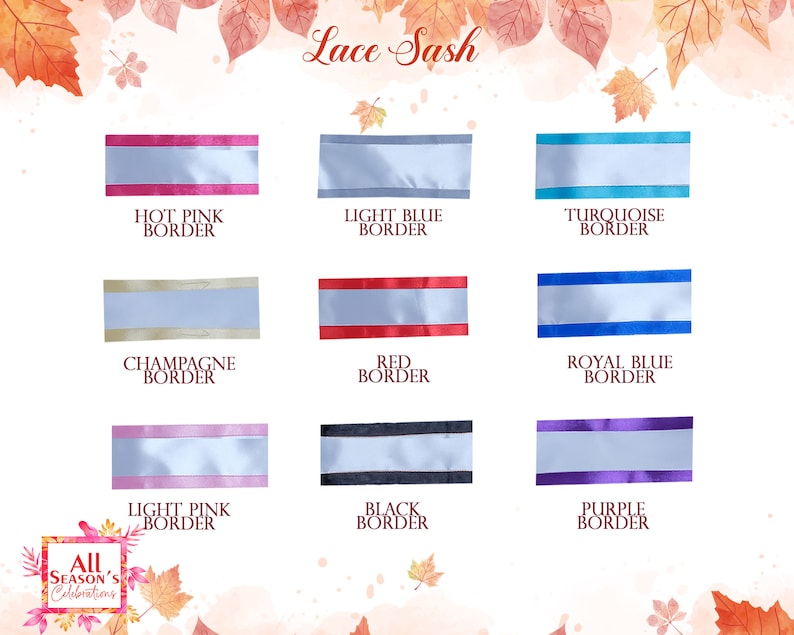 Plain Border Lace Sash Blank Sash Ribbon Sashes Decorate Sash Satin Sash image 3