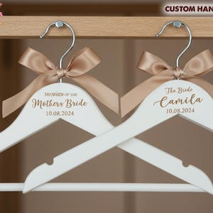 Custom Wooden Wedding Dress Hanger Personalised Bridal and Groom Name Hanger Engraved Bridal Hanger Perfect Wedding Day Gift Bridesmaid Gift