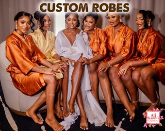 Customized Bridesmaids Robes Set | Bride Robe | Burnt Orange Bridesmaid Robes | Bridal Party Robes | Bridal Robes | Bridesmaid Party Gifts