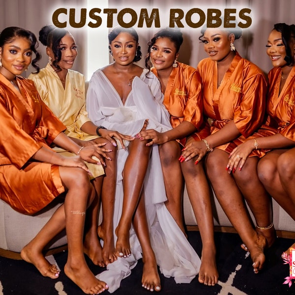 Customized Bridesmaids Robes Set | Bride Robe | Burnt Orange Bridesmaid Robes | Bridal Party Robes | Bridal Robes | Bridesmaid Party Gifts