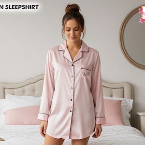 Bridesmaid Sleep Shirt button down Personalized Sleep Shirt Bridesmaid Shirt Your Name Sleep Shirt Nightwear Shirt Gift For Her Wedding Gift