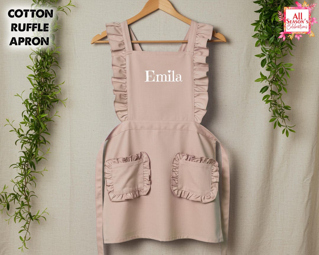 Ruffled Apron Custom Rayon Apron for Women Men Customized Apron Baking ...