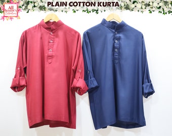 Men's Long Sleeve Casual Kurta, Short kurta, Hand made Kurta, Indian Kurta, Men's Traditional Rayon Kurta Wedding Kurta For Man