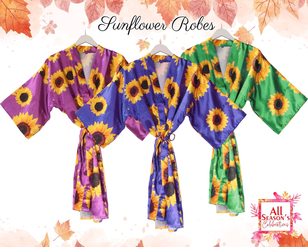 Bridesmaid Floral Robes Sunflower Robes Customized New Print Robes