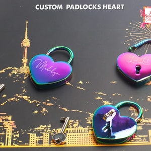 Lock for Love, Two Hearts Locked in Love Lock, Personalized Love Lock, Custom Engraved Padlock with Key, Anniversary Gifts, Wedding Gift