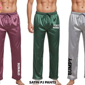 Men’s Custom Satin Pajama Pants – Personalized Sleepwear – Groomsmen Gift – Wedding Pajamas – Groom & Best Man Lounge Pants - Gift for Him