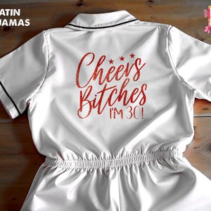 Cheers Bitches I&#39;m 30! Pajama Set She&#39;s 30 Bitches Pjs Set 30th Customized Birthday Girl Pajamas 30th Birthday gifts for women She is 30 Pjs