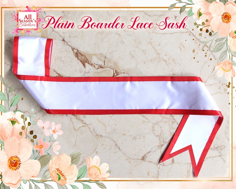 Plain Border Lace Sash Blank Sash Ribbon Sashes Decorate Sash Satin Sash image 1