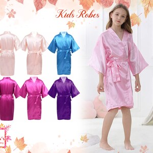 Kids Robes Flower Girl Robes Satin Robes Personalized Robes Bridal Robes Custom Robes Customized Kimono Robes Gift For Her Wedding Gift