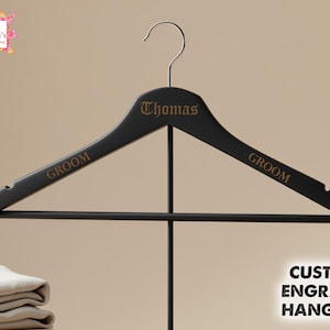Custom Wooden Wedding Dress Hanger Personalised Bridal and Groom Name Hanger Engraved Bridal Hanger Perfect Wedding Day Gift Bridesmaid Gift