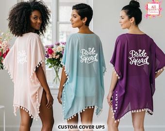 Customized Beach Wrap Bachelorette Party Swim Cover Up Bridal Sarongs Bride Tribe Cover Up Team Bride Bikini Wrap Women Custom Cover ups