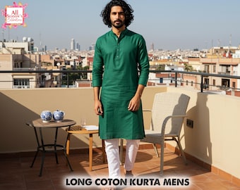 Men’s Modern Lounge Rayon Long Kurta | Casual Ethnic Tunic for Him Soft Rayon Kurta Pajama Top Gift for Husband / Brother Chill & Party Wear