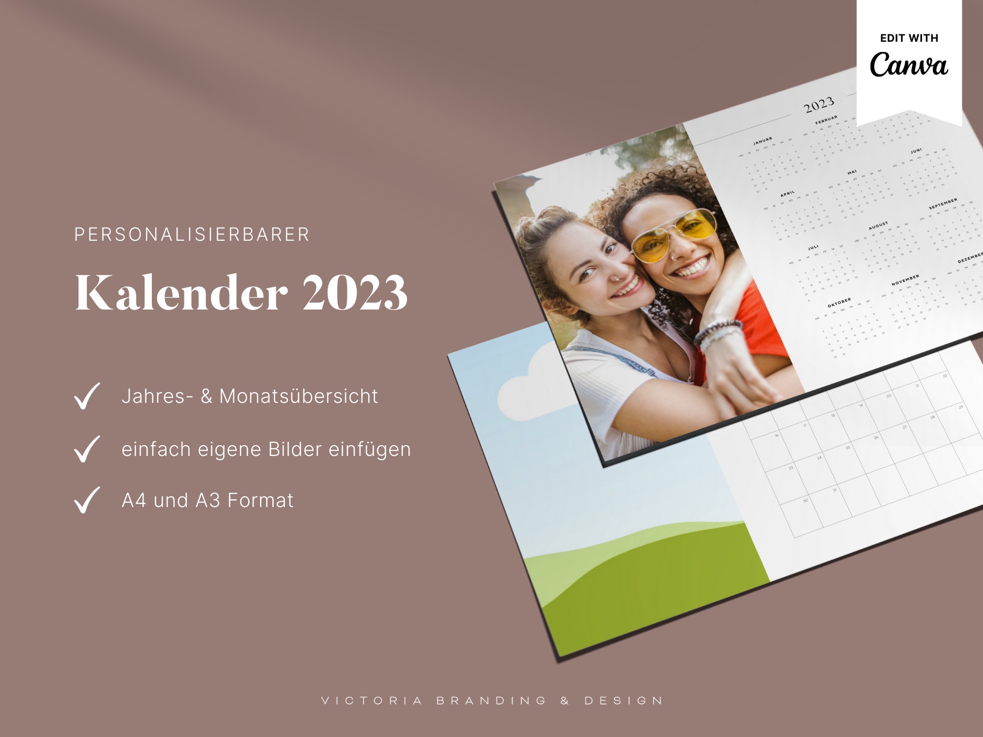 Kalender 2023 Monats Und Jahresansicht Einfach Zu - Etsy