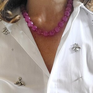 Collar de cuentas de ágata rosa para mujer, collar con cuentas de piedra natural preciosa, joya para mujer de regalo hechas a mano para ella imagen 6