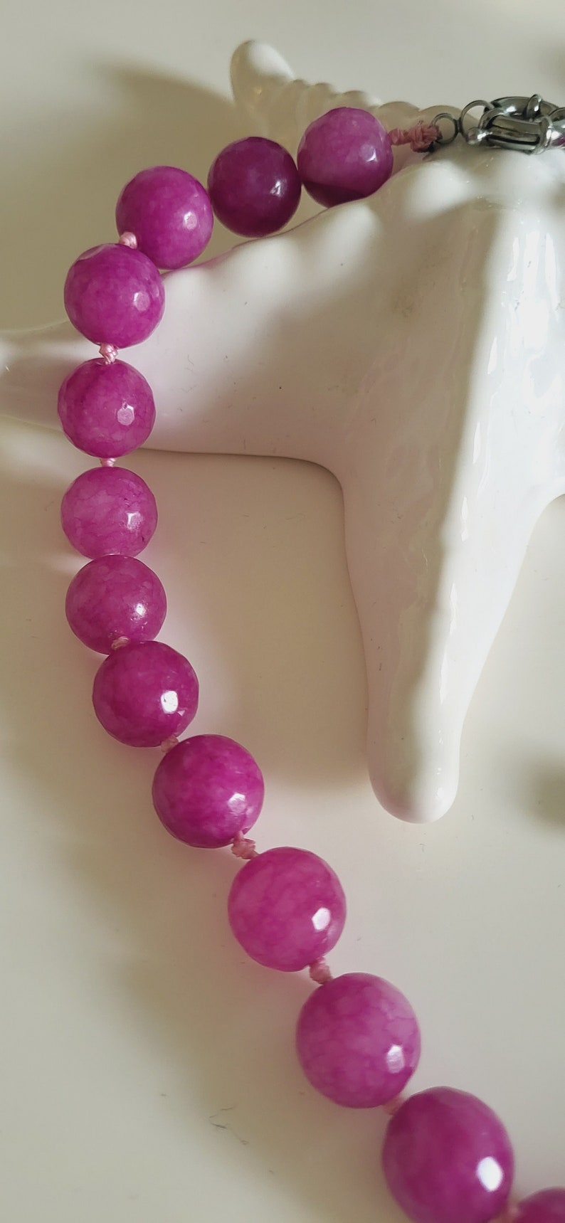 Pink agates necklace for women, necklace with precious natural stone beads, women's jewelry for weddings and communions, handmade jewelry image 9