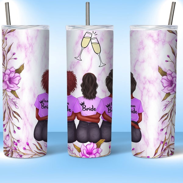 Bridal Champagne Party 20oz Skinny Tumbler Sublimation Bridesmaid Tumbler PNG File Digital Download +10 FREE DESIGNS