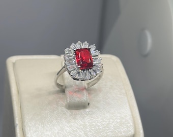Anello con rubino fatto a mano, in argento sterling 925, stile ottomano