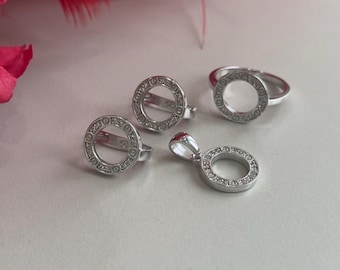 Minimalist Silver Circle Jewelry Set - Handmade Earrings, Ring, and Pendant - Elegant and Stylish Gift Idea, Handmade minimalist silver set
