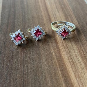 Handmade Ruby Ring, Pendant & Earring Set, 925 Sterling Silver