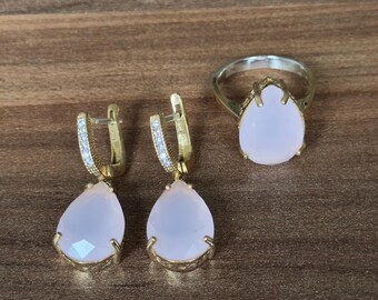 Handmade 925 Sterling Silver Quartz Jewelry Set