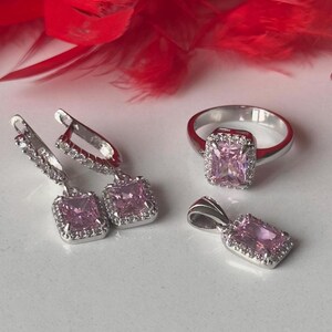 Conjunto de cuarzo, Conjunto auténtico, Conjunto hecho a mano para mujer, Flor hecha a mano, Conjunto de joyería para mujer, Pendiente, Colgante, Conjunto para mujer, Plata de ley 925k,