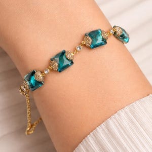 Braccialetto fatto a mano con acquamarina: bracciale ottomano in argento sterling 925k