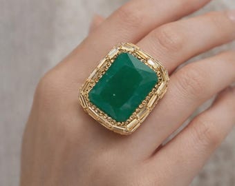 ハンドメイドのオスマントルコ石リング、925スターリングシルバー