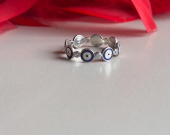 Silver Evil Eye Ring, Mini Evel Eye Ring, Good Luck Ring, Protection Sign, Gift For Her, Christmas Gifts, Gold Evil Eye Jewelry