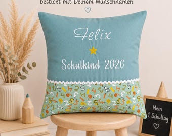 Funda de almohada personalizada con nombre, regalo para el inicio del curso escolar y recuerdo del primer día de clase, regalo personalizado, jardín de infancia y colegio.