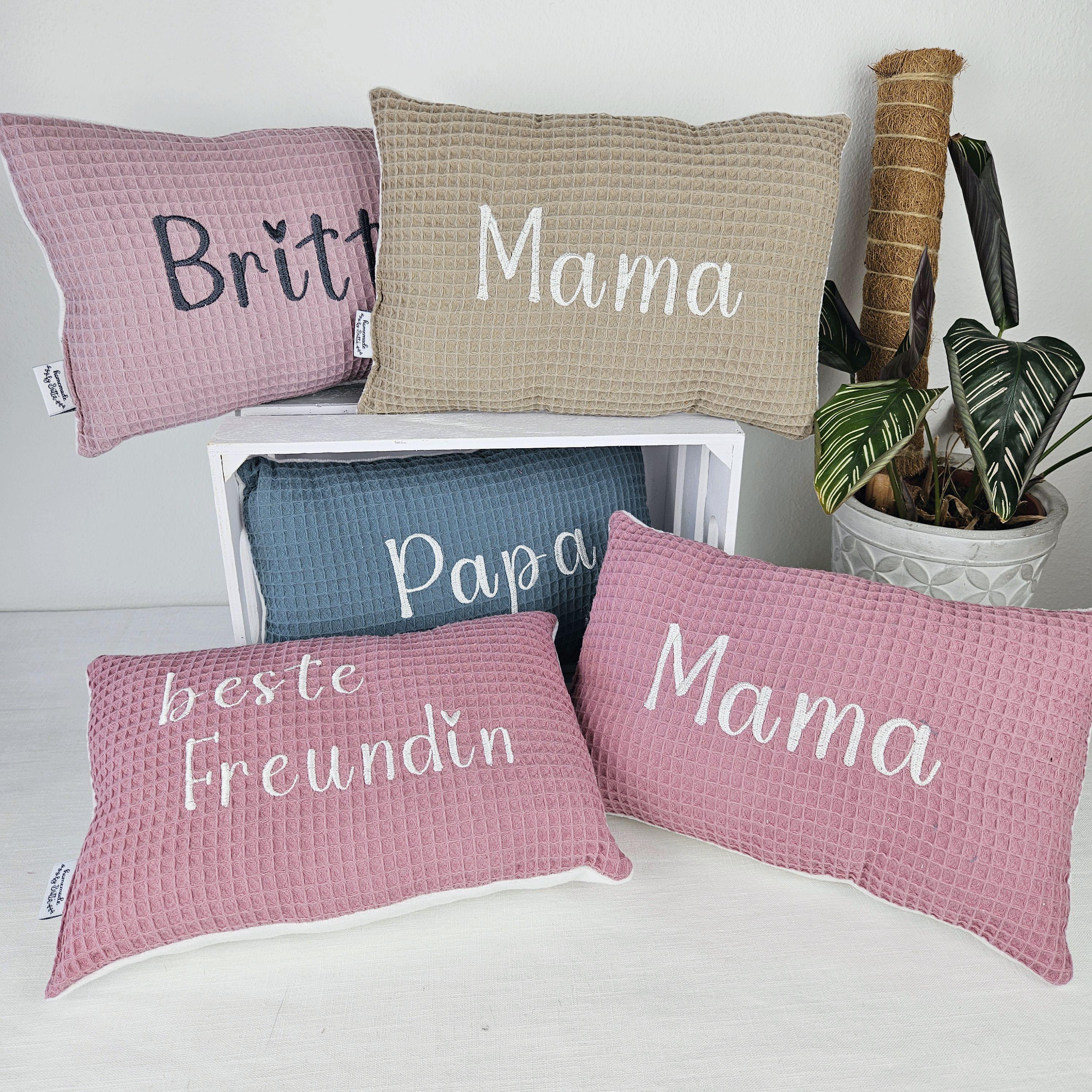 Kleines Kissen, Nacken Reisekissen, Geschenk Muttertag Vatertag, Kuschelkissen, Kissen 20x30, persönliches Geschenk Kommunion Konfirmation