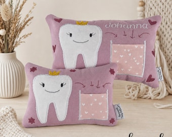 rosa Zahnfeekissen personalisierbar, Geschenke Zahnfee, Kinderzimmer Deko, Kissen für Kinder, Geschenkidee, Milchzahn, Zahnfee Tradition