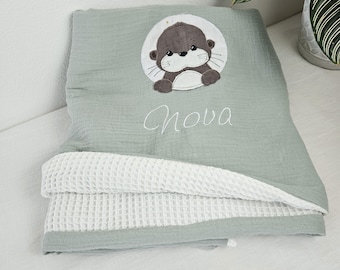 Manta de bebé personalizada, manta de bebé con nombre, manta de bebé de muselina, regalo de baby shower, manta de cochecito, regalo de bebé de muselina