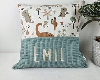 Almohada personalizada, regalo para bebé, regalo de nacimiento, almohada con nombre, regalo personalizado, decoración personalizada, funda de almohada de dinosaurio