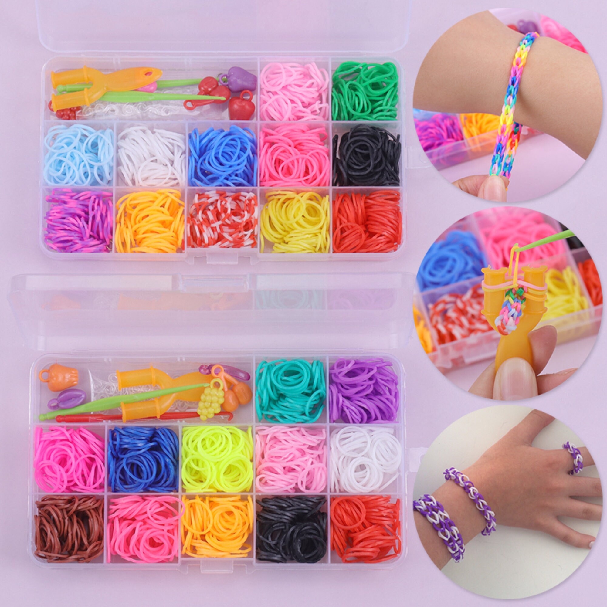  MUDO NEST 18000+ Loom Bands Kit: DIY Rubber Bands Kits, 500  Clips, 40 Charms, Loom Bracelet Making Kits for Kids, DIY Rubber Band  Bracelet Kit