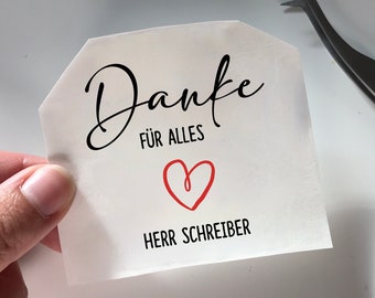 Aufkleber "Danke für die tolle Zeit mit dir" - Abschiedsgeschenk Lehrer oder Erzieher, Kitaabschied oder Schulabschluss