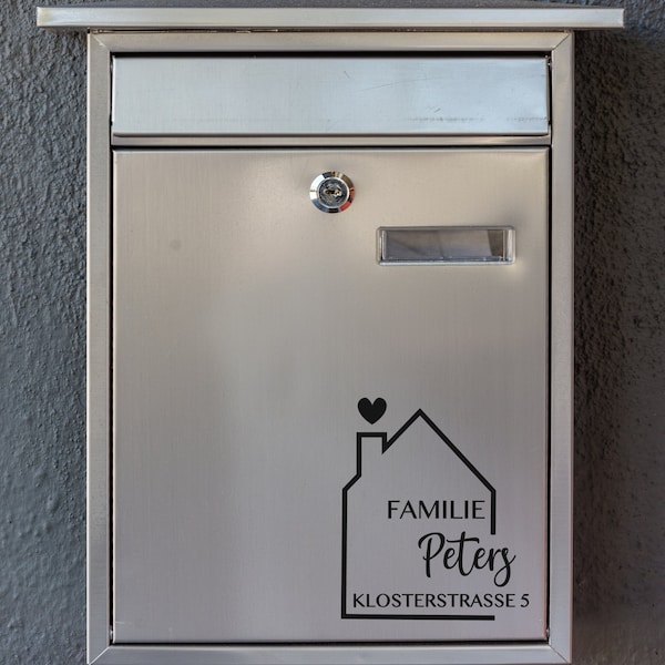 Briefkasten Aufkleber Namensschild - Familienname - Straße - Hausnummer - personalisierter Briefkastenaufkleber - Briefkastenschild Haus