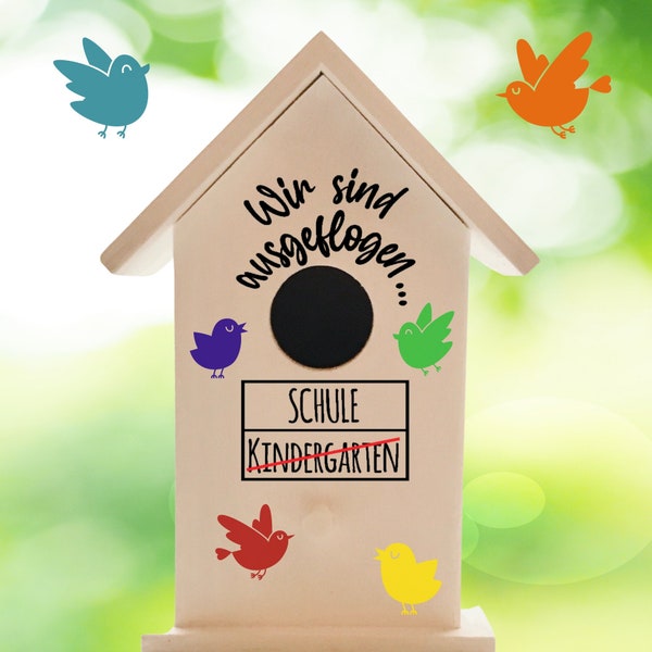 Vogelhaus -  Kindergartenabschied "Wir sind ausgeflogen" - Abschiedsgeschenk für Erzieher/in in der Kita - personalisiert mit Kindernamen