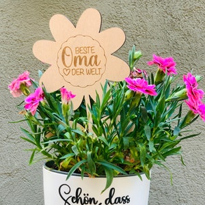 Blumenschild Beste Mama / Oma / Uroma / Tante / Schwester / Godi der Welt- Blumenstecker Geschenkidee  Muttertag Geburtstag - personalisiert