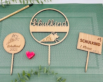 Personalized wooden cake topper for first day of school | Cake topper for schoolchild 2025 | Flower topper for first grade | Small gift for starting school