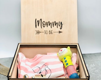 Mama to be - herinneringsdoos - houten kist met schuifdeksel - opbergdoos - zwangerschapscadeau - houten babykist - gepersonaliseerd