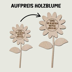 Aufpreis für eine bestellte Holzblume in eine größeren Größe - Größenänderung bestellte Holzblume