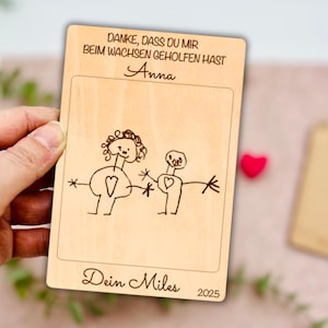 Holzkarte Danke, dass du MIR / UNS beim Wachsen geholfen hast - Abschiedsgeschenk Lehrer/in - Erzieher/in - Holzschild Danke personalisiert