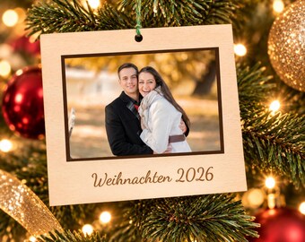 Geschenk Weihnachten für Familie - Geschenk Fotoanhänger Familie Weihnachten - Weihnachtsanhänger Holz - Mini Retro Fotorahmen