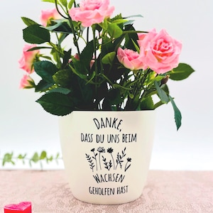 Flowerpot &quot;Thank you for helping me/us grow&quot; with flowers - Farewell gift for teachers, gift for educators - Say thank you