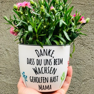 Blumentopf weiß "Danke, dass du mir / uns beim Wachsen geholfen hast" - Abschiedsgeschenk Lehrer/in Abschiedsgeschenk Erzieher/in - Danke sagen