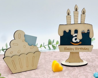 Geschenkgutschein Halter Geburtstag - Cupcake Gift holder - nachhaltiger Geldgeschenkhalter aus Holz - für Geld - Geschenkkarte - Gutschein