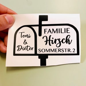 Mailbox sticker nameplate - family name - street - house number - personalized mailbox sticker - mailbox sign house Design 1 "Groß"