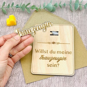 Trauzeugin fragen Holzkarte - Willst du meine Trauzeugin sein? Geschenk Trauzeugin fragen - Haarspange Trauzeugin - Accessoire Hochzeit